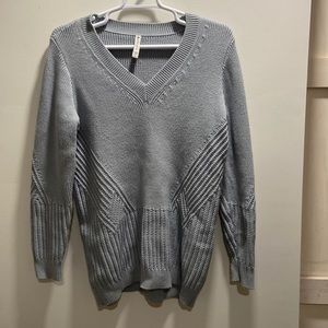Athleta Large Slate Blue Heavy V-Neck Sweater